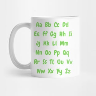 Green British english alphabet Mug